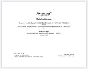 CEPF certificate